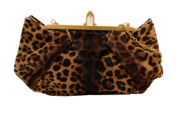 Leopard Print Clutch, Ponyhair/Brass, Brown , 2*